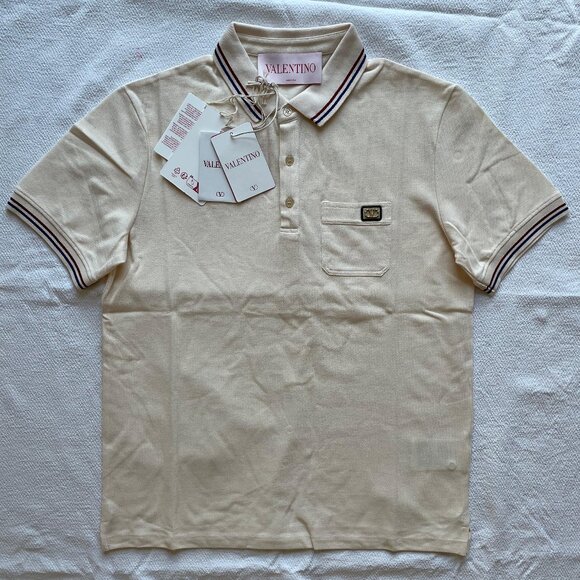 Valentino Other - VALENTINO MEN NEW SEASON AUTHENTIC POLO SHIRT CREAM COLOR XXL SIZE
